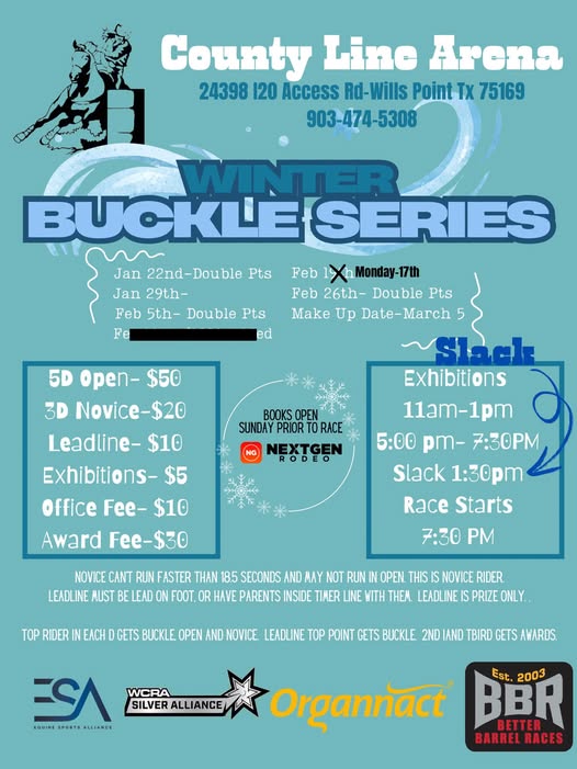 Winter Buckles Series NEW DATE IS 3/7