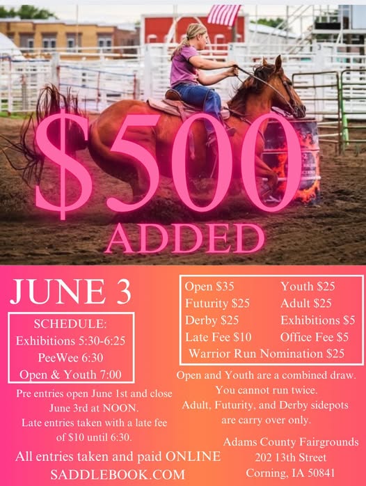 Open Barrel Race w Sidepots
