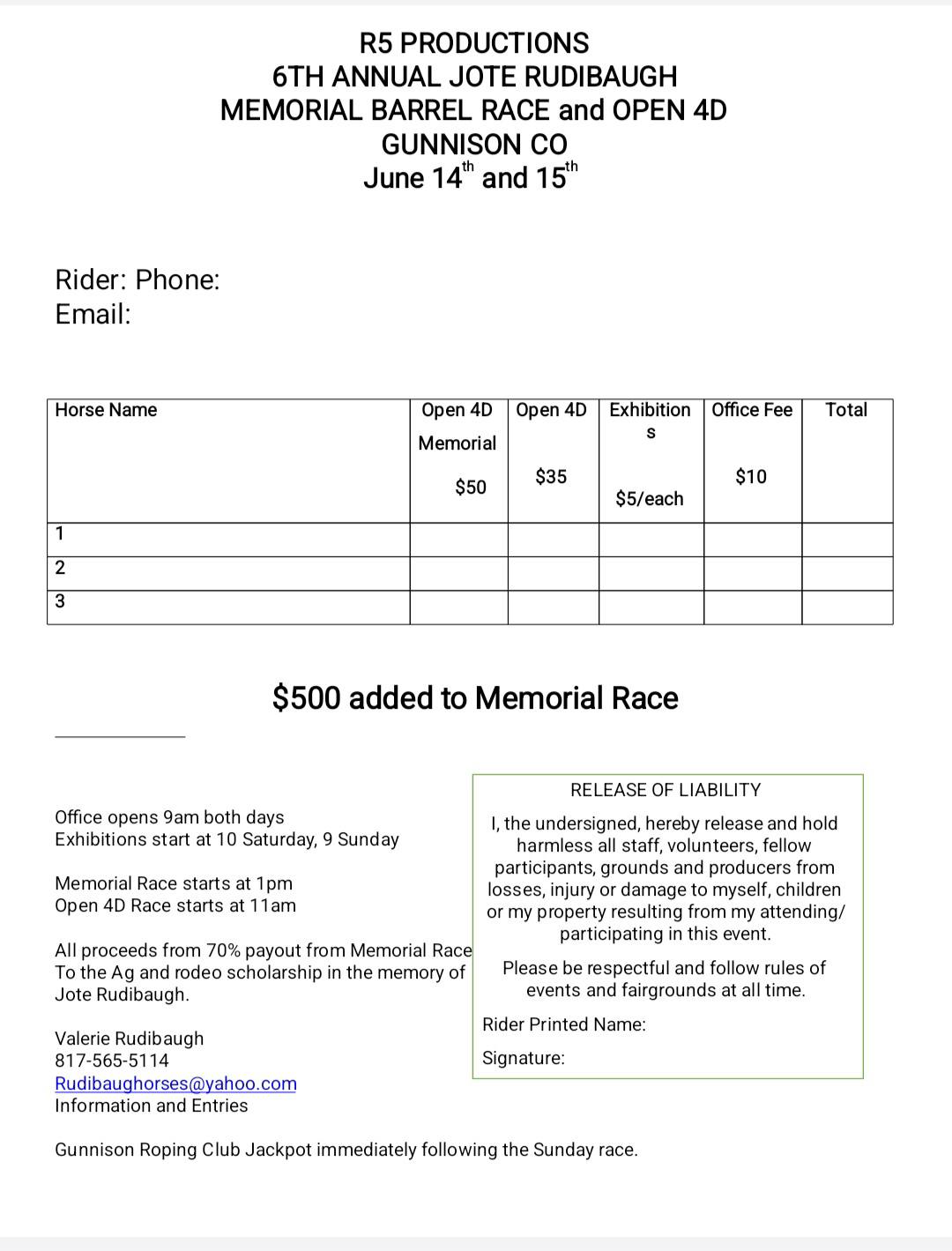 6th Annual Jote Rudibaugh Memorial Barrel Race