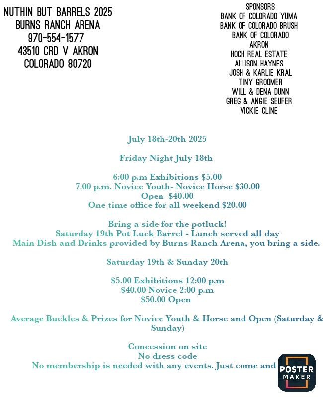 Pot Luck, Buckle and Prizes Race