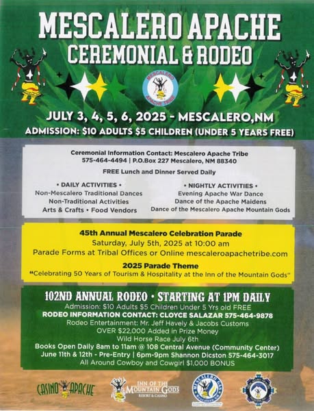 Flyer 1 for Mescalero Apache Ceremonial Rodeo