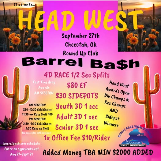 Flyer for Head West Barrel Bash