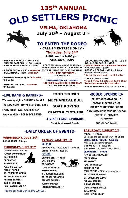 Flyer for Open Rodeo w Ladies Barrels and Jr Barrels