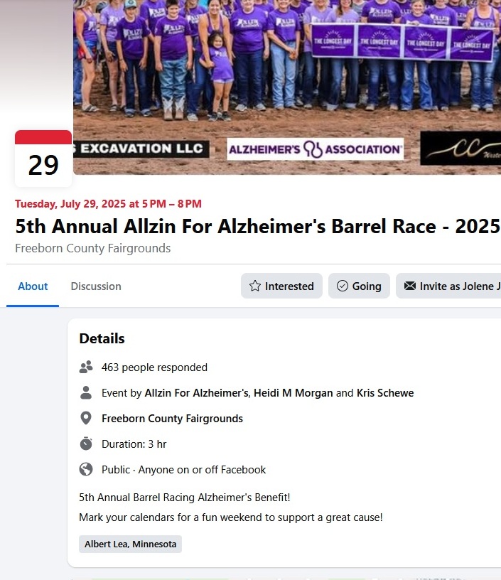 Flyer for Allzin for Alzheimer's Barrel Race