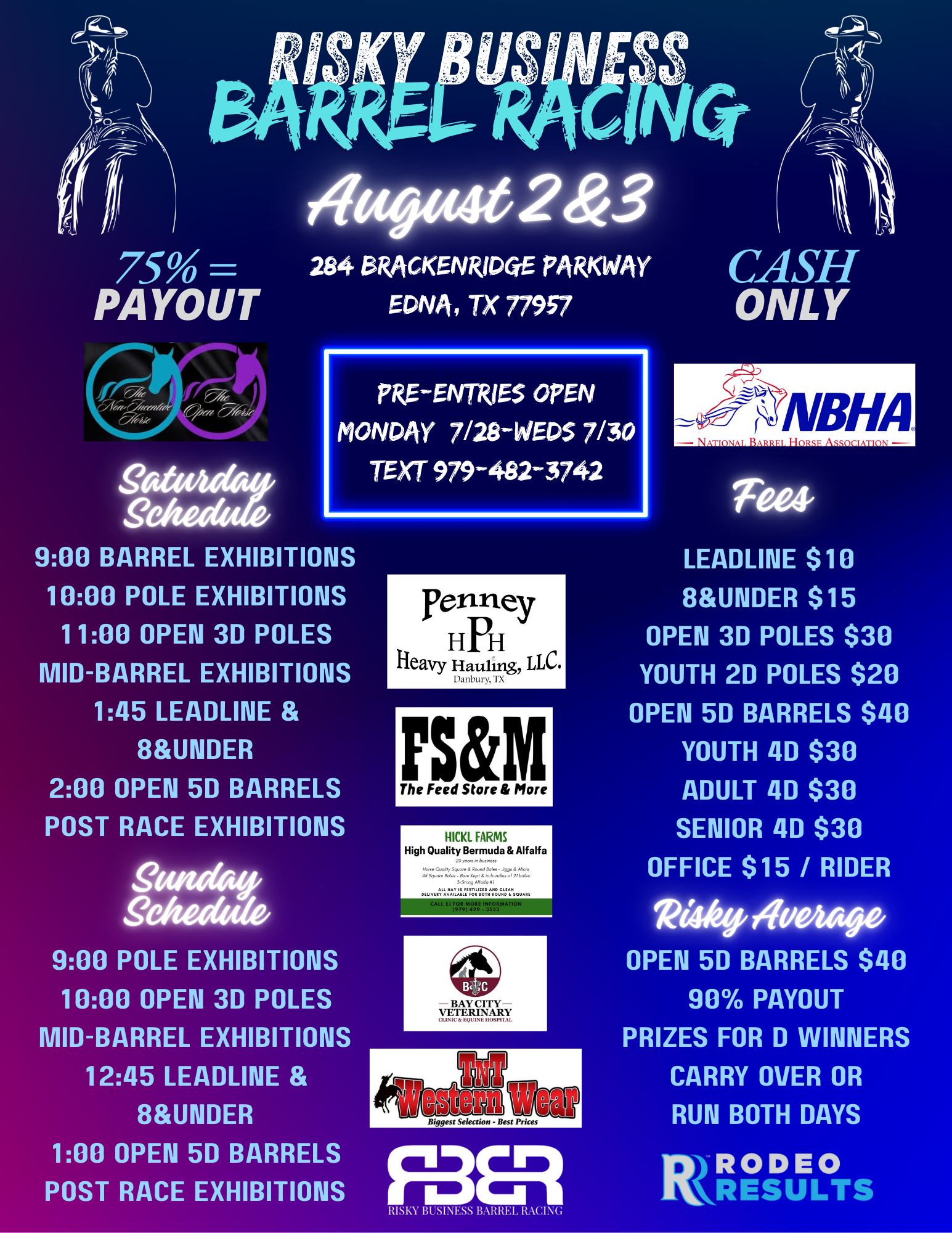 Flyer for Risky Business Barrel Racing
