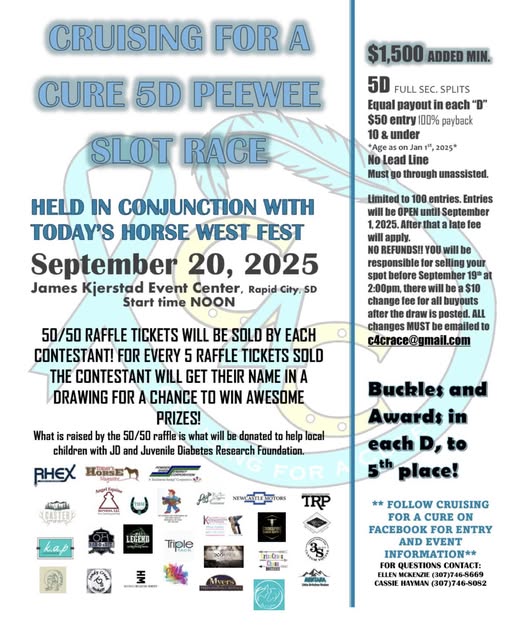 Flyer for Cruising For a Cure 5D PeeWee Slot Race - West Fest