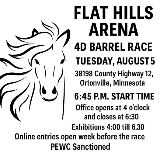 Flyer 1 for Flat Hills arena summer barrel series