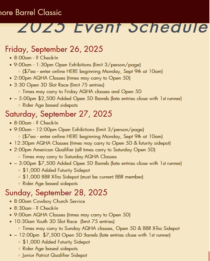 Flyer for Ardmore Barrel Classic