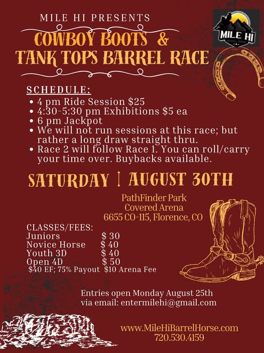 Flyer for Cowboy Boots Tank Tops Barrel Race