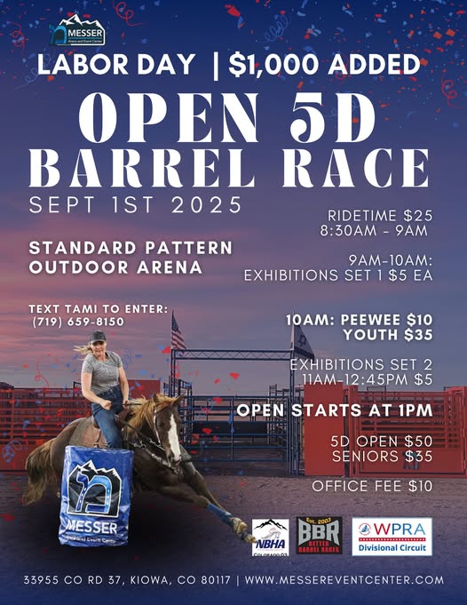 Flyer for Open 5D Barrel Race
