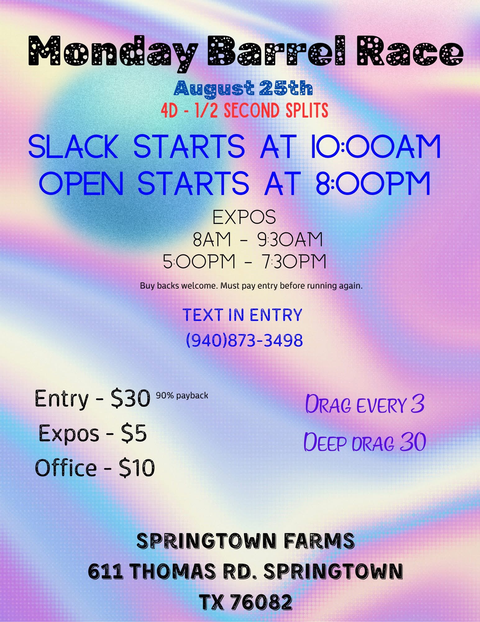 Flyer 1 for Monday Barrel Race