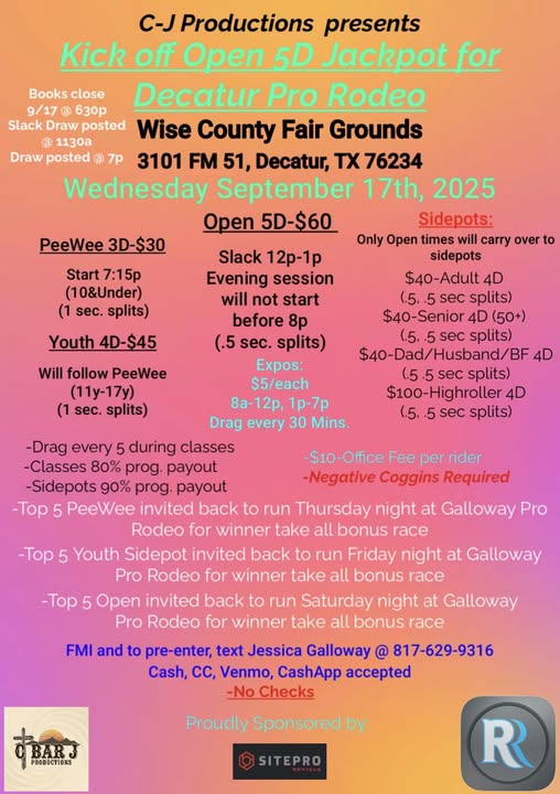 Kick Off Open 5D Jackpot for Decatur Pro Rodeo