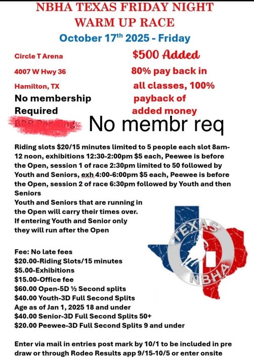 NBHA TX Warm Up Race