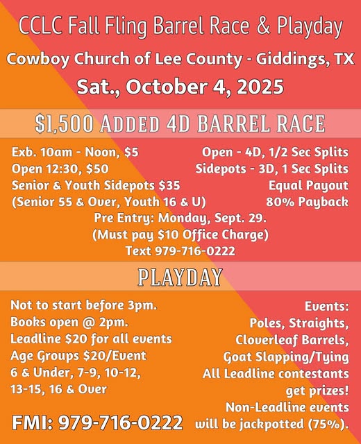 CCLC Fall Fling Barrel Race & Playday
