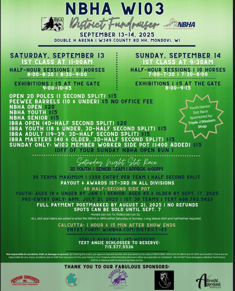 Flyer 1 for NBHA WI03 Fundraiser