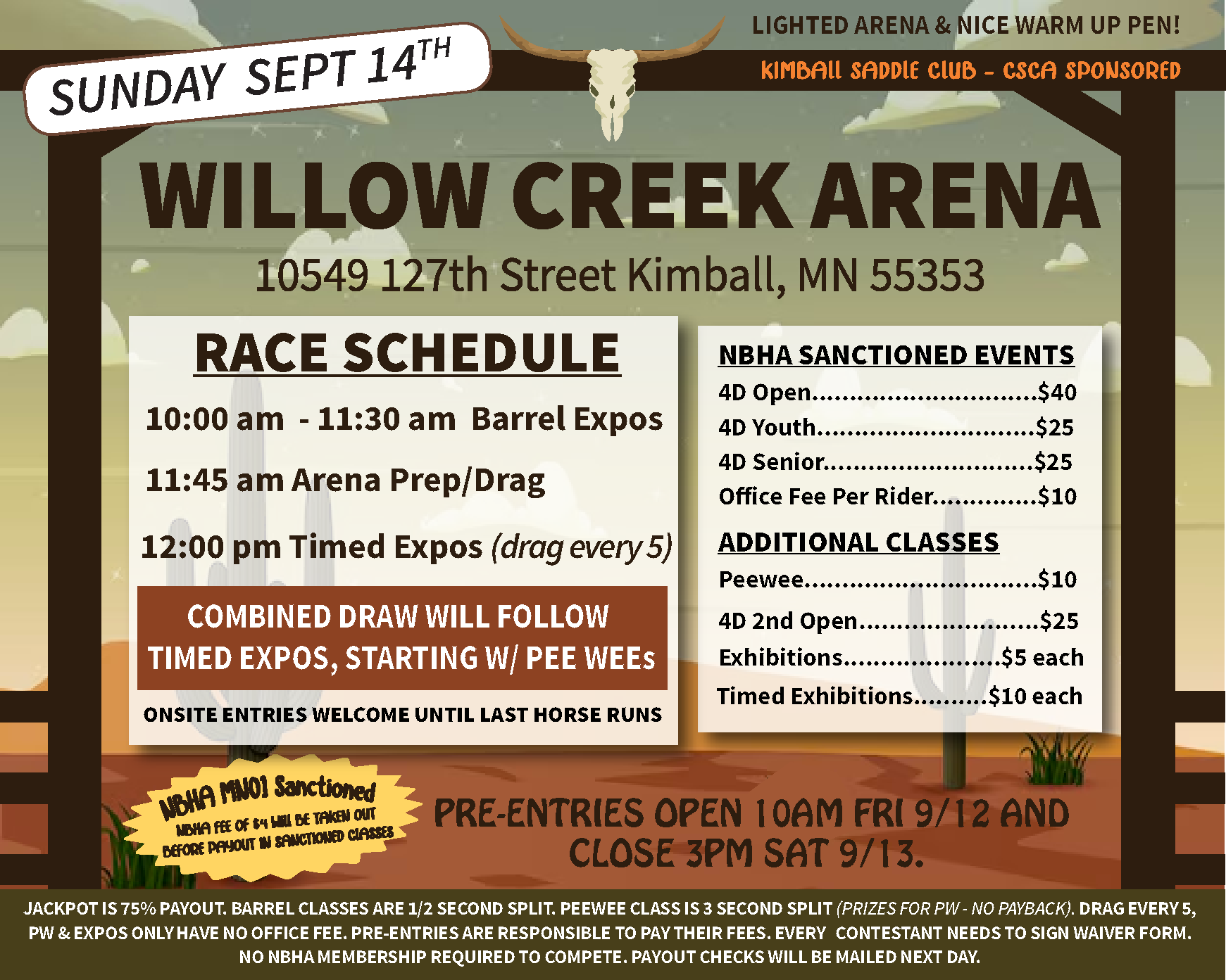 Flyer 1 for Willow Creek Arena Fall Jackpot