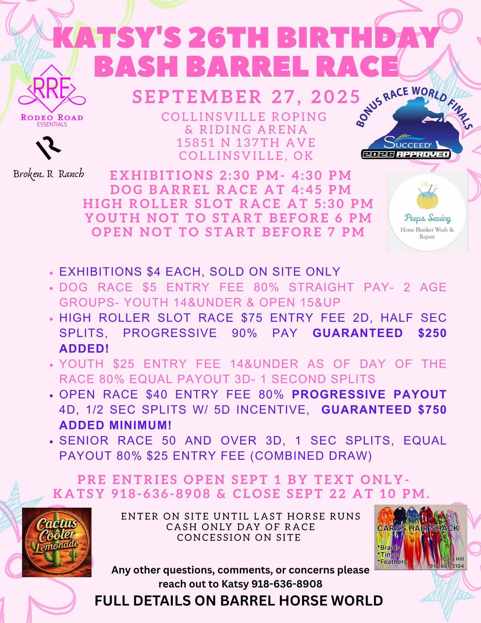 Flyer 1 for Katsy's 26th Birthday Bash Barrel Race