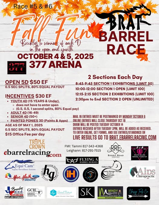 Flyer 1 for Fall Fun Brat Barrel Race