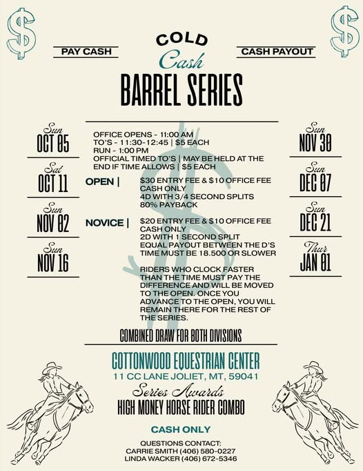 Flyer 1 for Cold Cash Barrel Series
