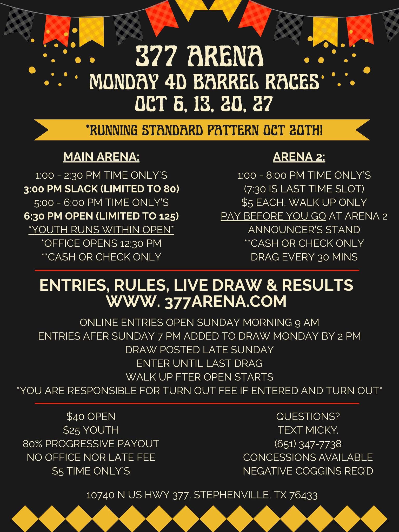 Flyer 1 for 377 Monday Open 4D Races