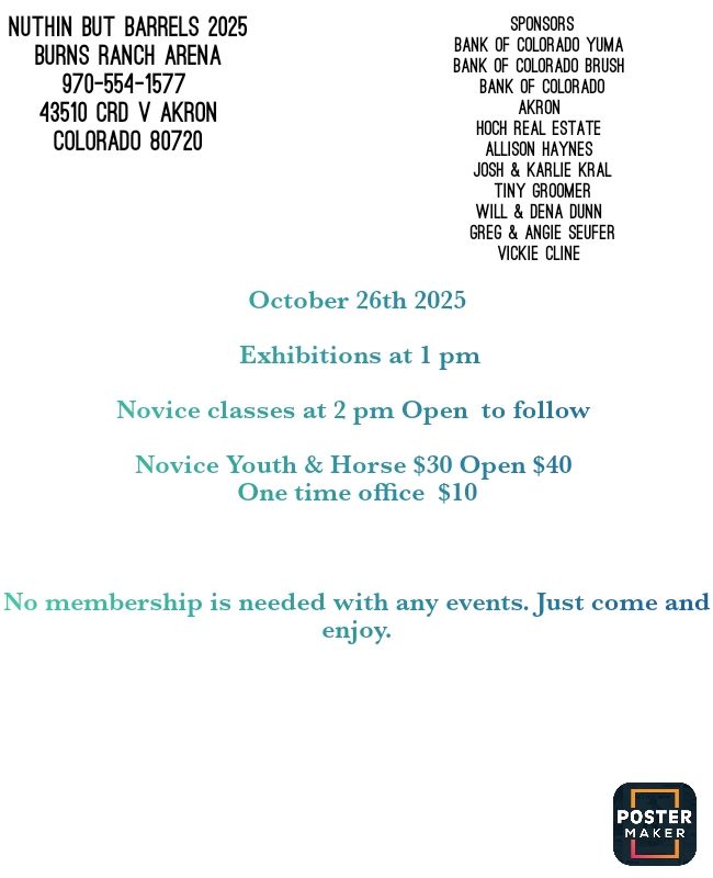 Flyer 1 for Nuthin But Barrels 2025 October Race