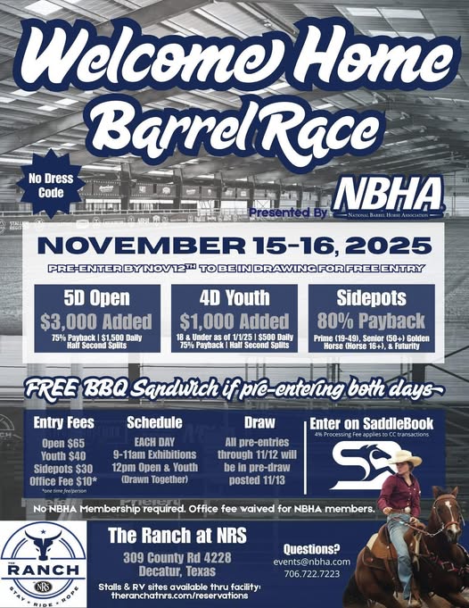 Flyer 1 for Welcome Home Barrel Race