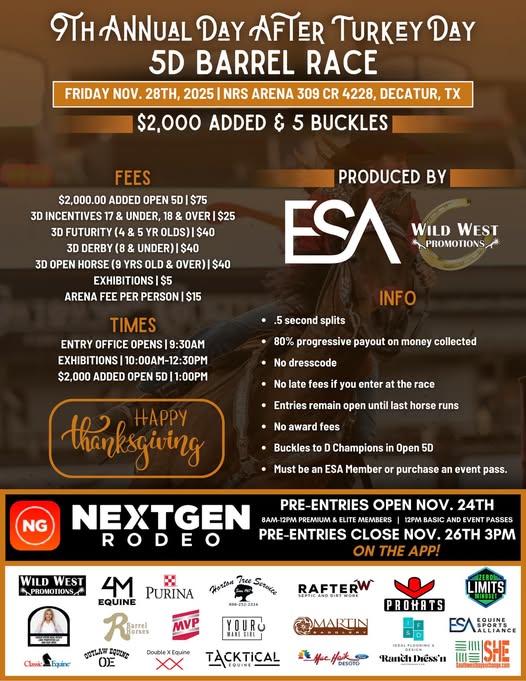 Flyer 1 for 9th Annual Day After Turkey Day 5D Barrel Race