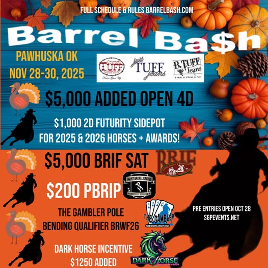 Flyer 1 for Barrel Bash and Dark Horse Barrel Incentive