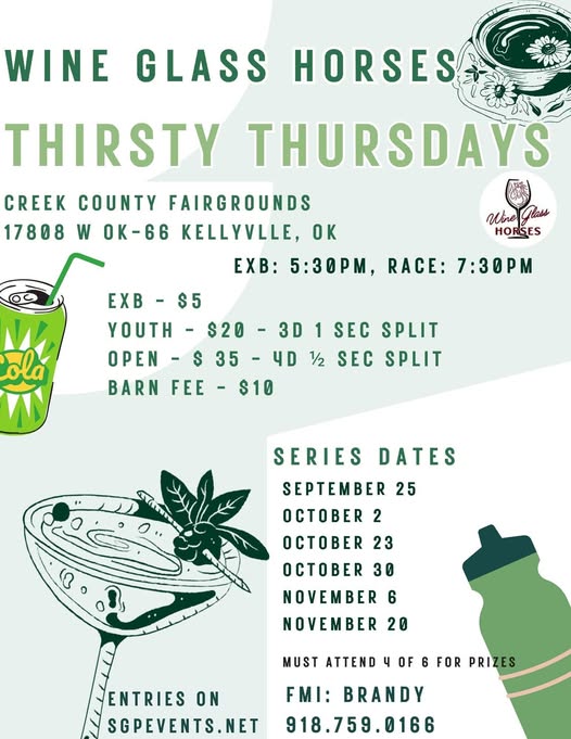 Flyer 1 for Wine Glass Horses Thirsty Thursdays