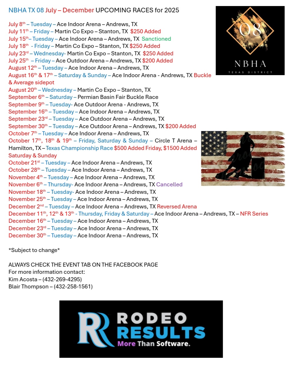 Flyer 1 for NBHA TX 08
Updated schedule 