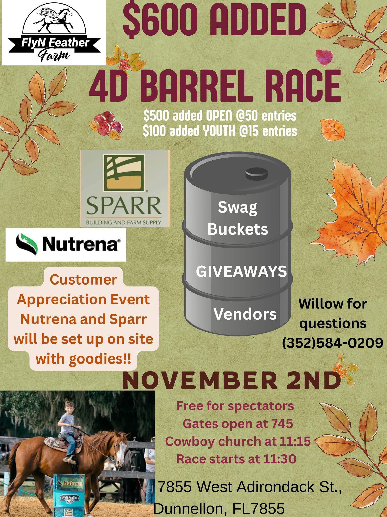 Flyer 1 for $600 added 4D Barrel Race 