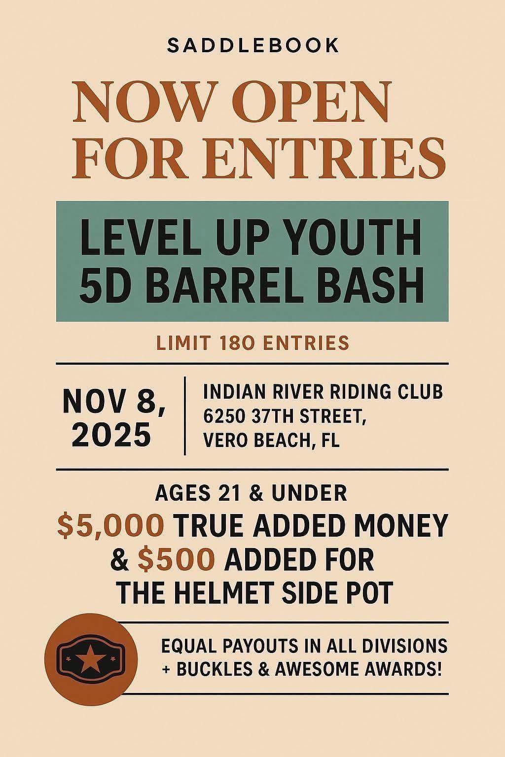 Flyer 1 for Level Up Youth 5D Barrel Bash 