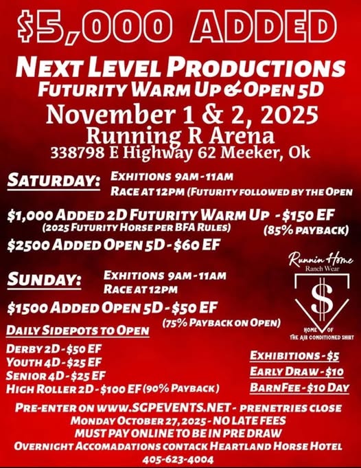 Flyer 1 for Futurity Warm Up and Open 5D