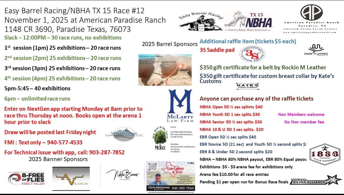 Flyer 1 for Easy Barrel Racing/NBHA TX 15 Race 12