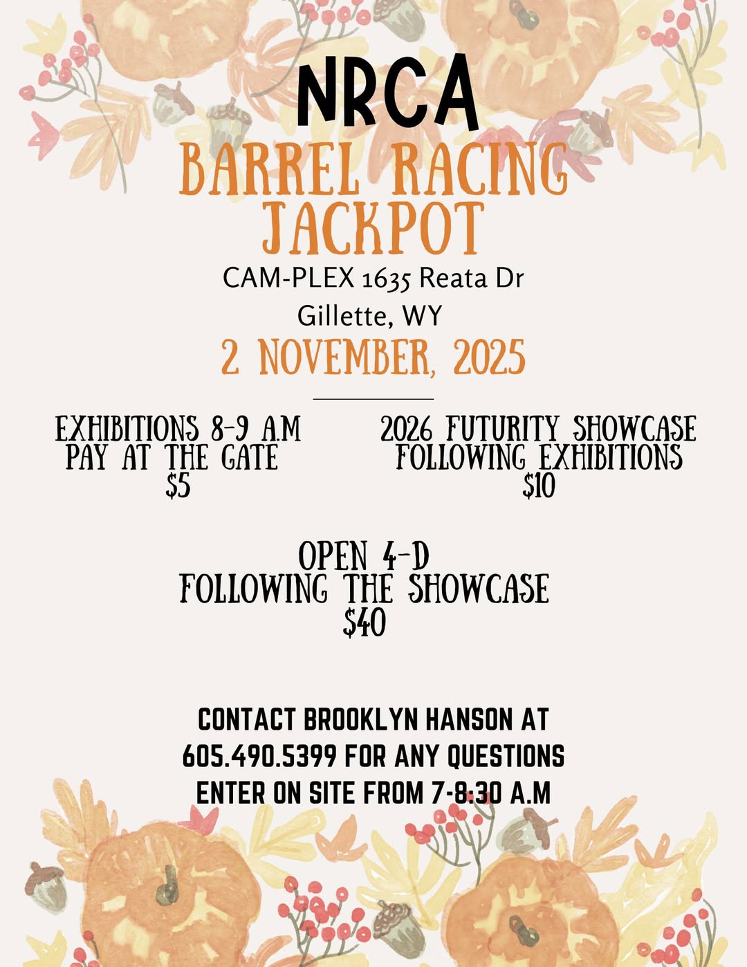 Flyer 1 for NRCA Barrel Racing Jackpot
