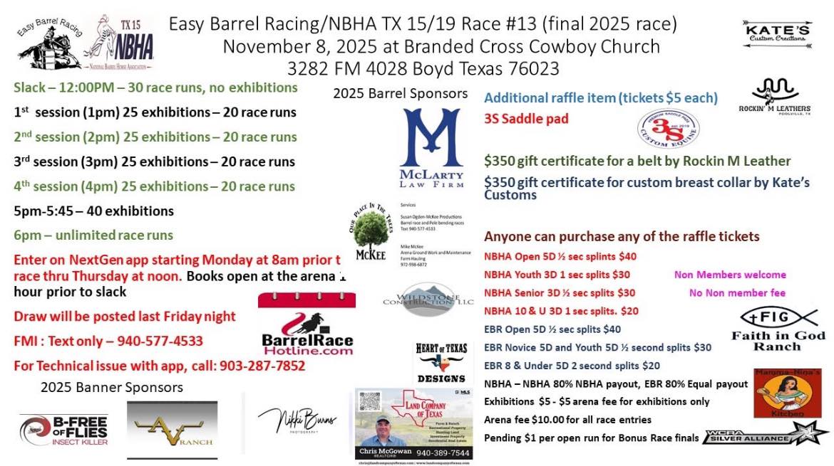 Flyer 1 for NBHA TX 15/19 / EASY Barrel Racing Final Race
