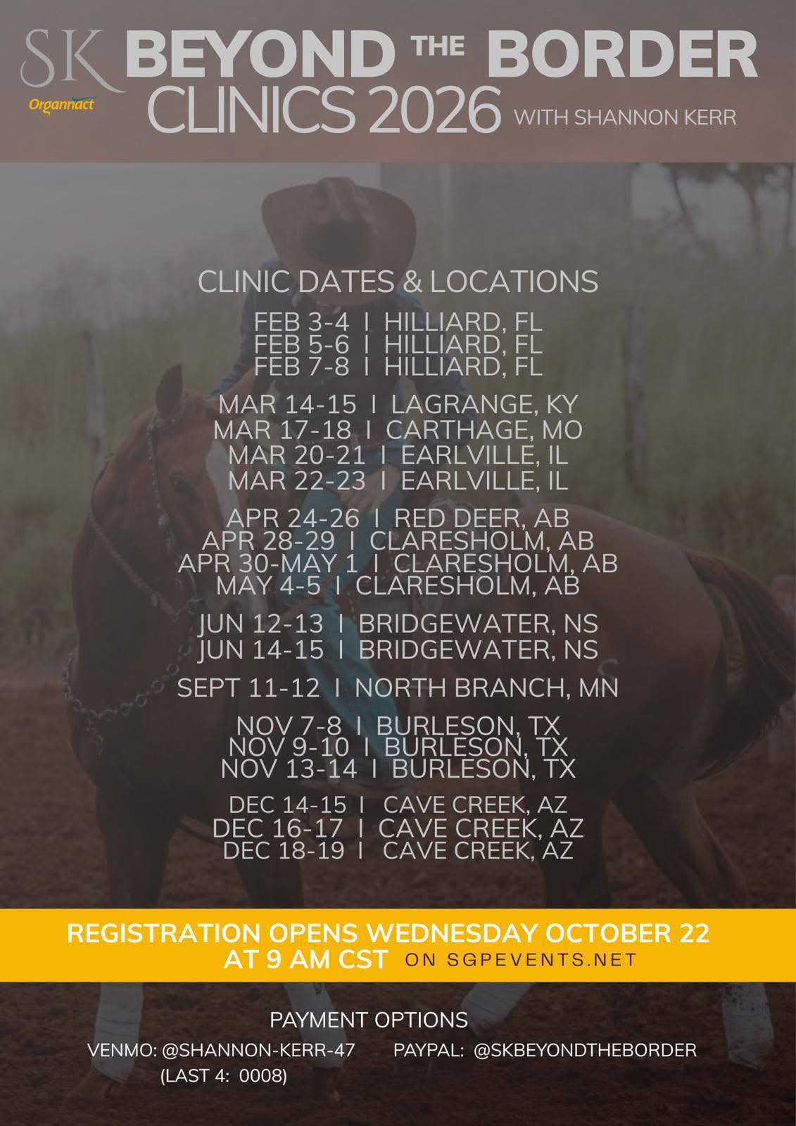 Flyer 1 for Beyond the Borders Clinics 2026 with Shannon Kerr