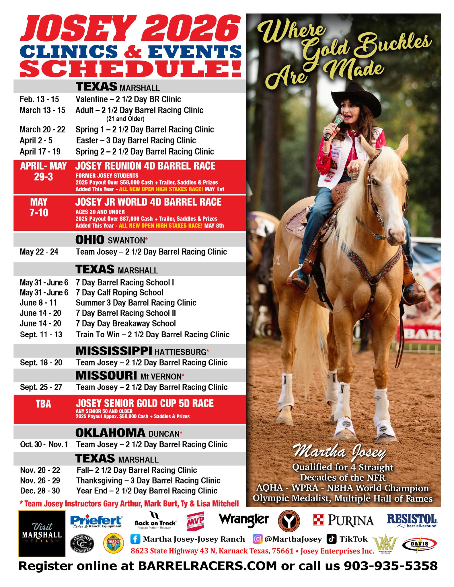 Flyer 1 for Josey 2026 Clinics