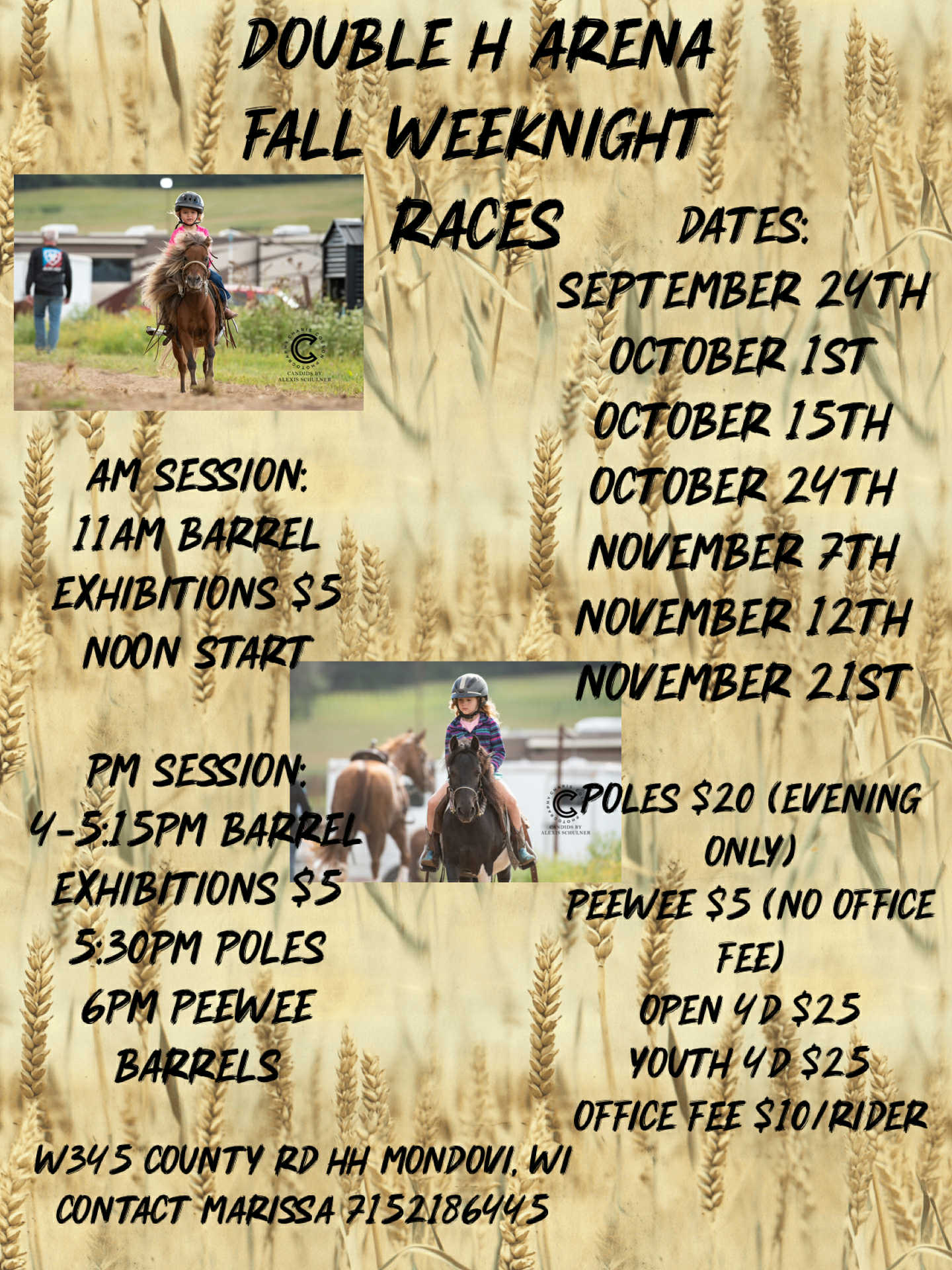 Flyer 1 for Double H Arena Fall Weeknight Races