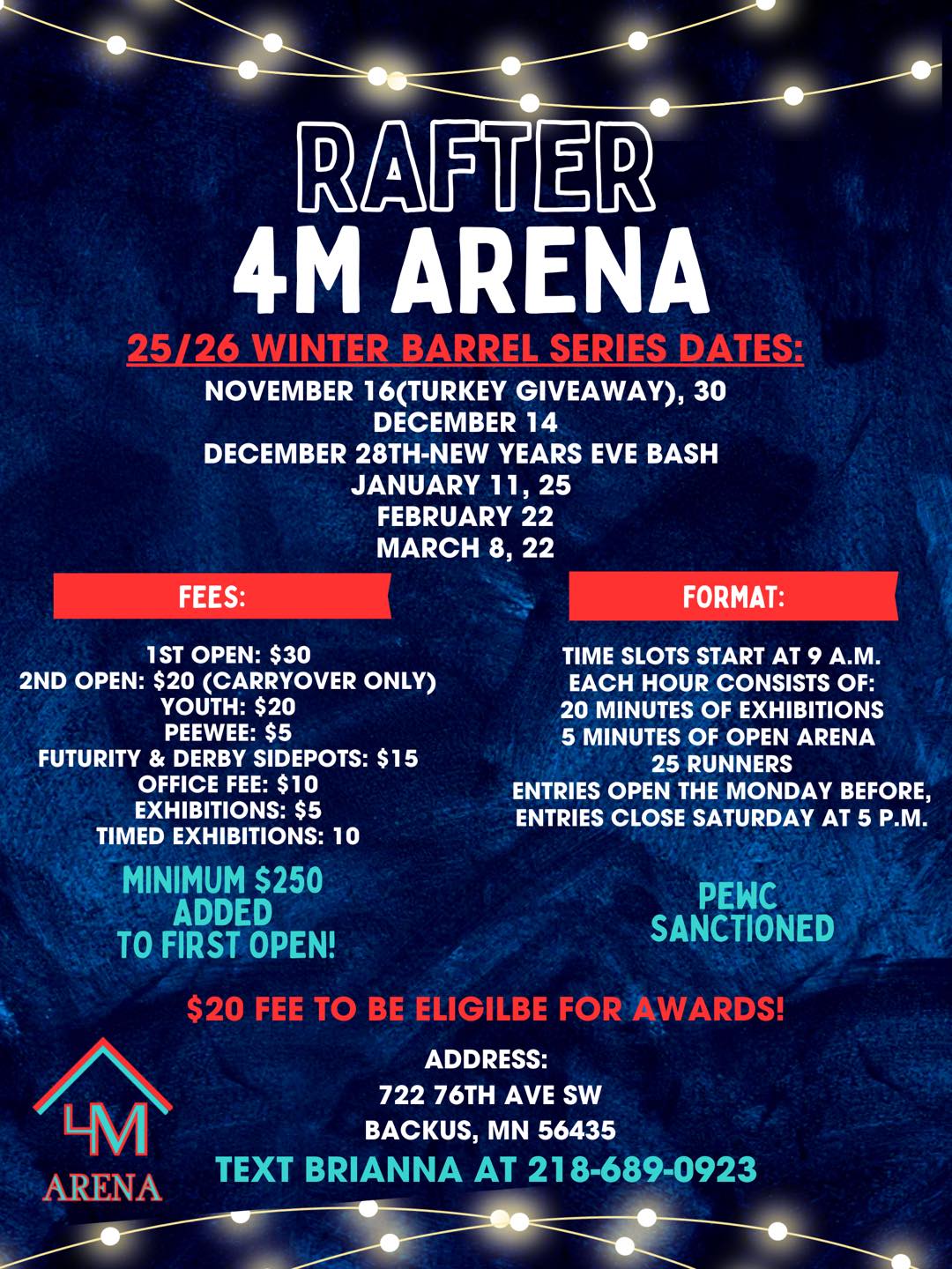 Flyer 1 for Rafter 4M Arena 25/26 Winter Barrel Series
