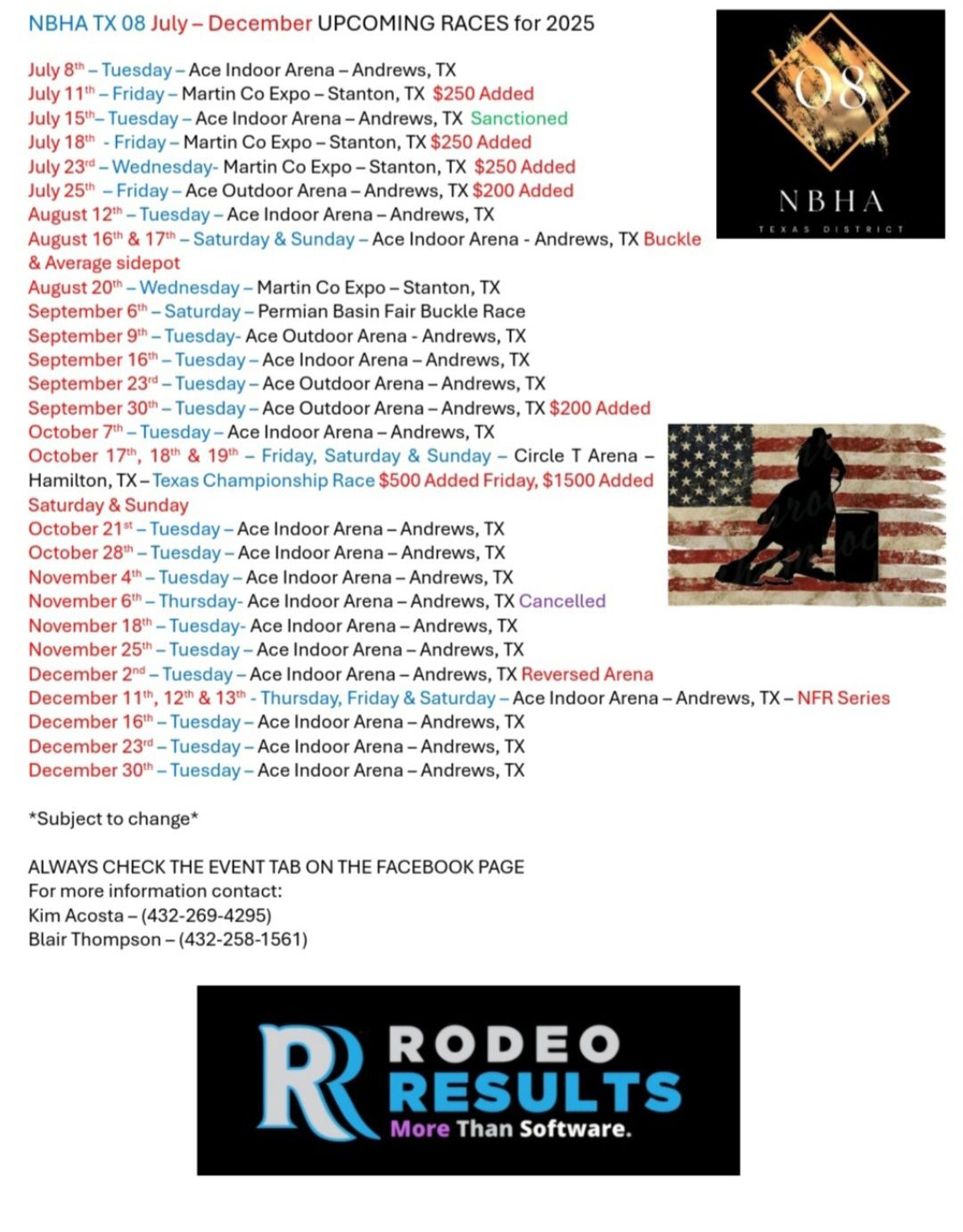 NBHA TX 08 2025 Events