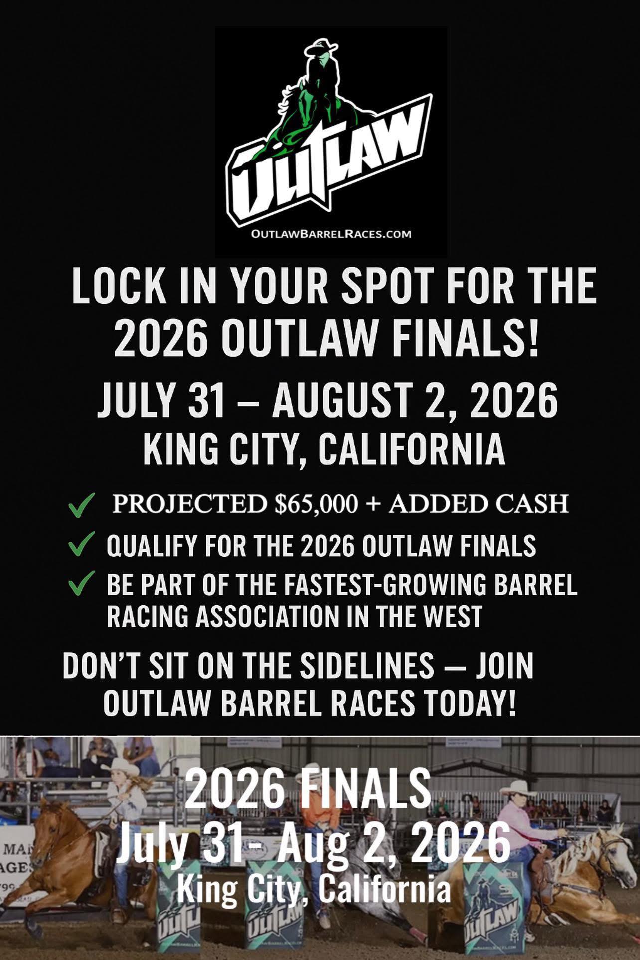 Flyer 1 for Outlaw Barrel Races 2026 Outlaw Finals