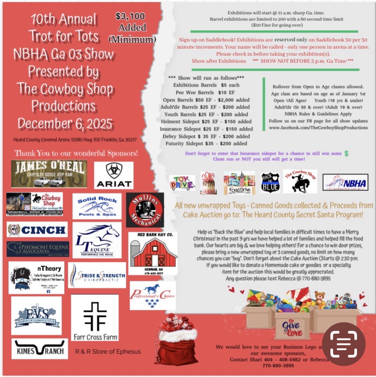 Flyer 1 for 10th Annual Trot for Tots NBHA Ga 03 Show