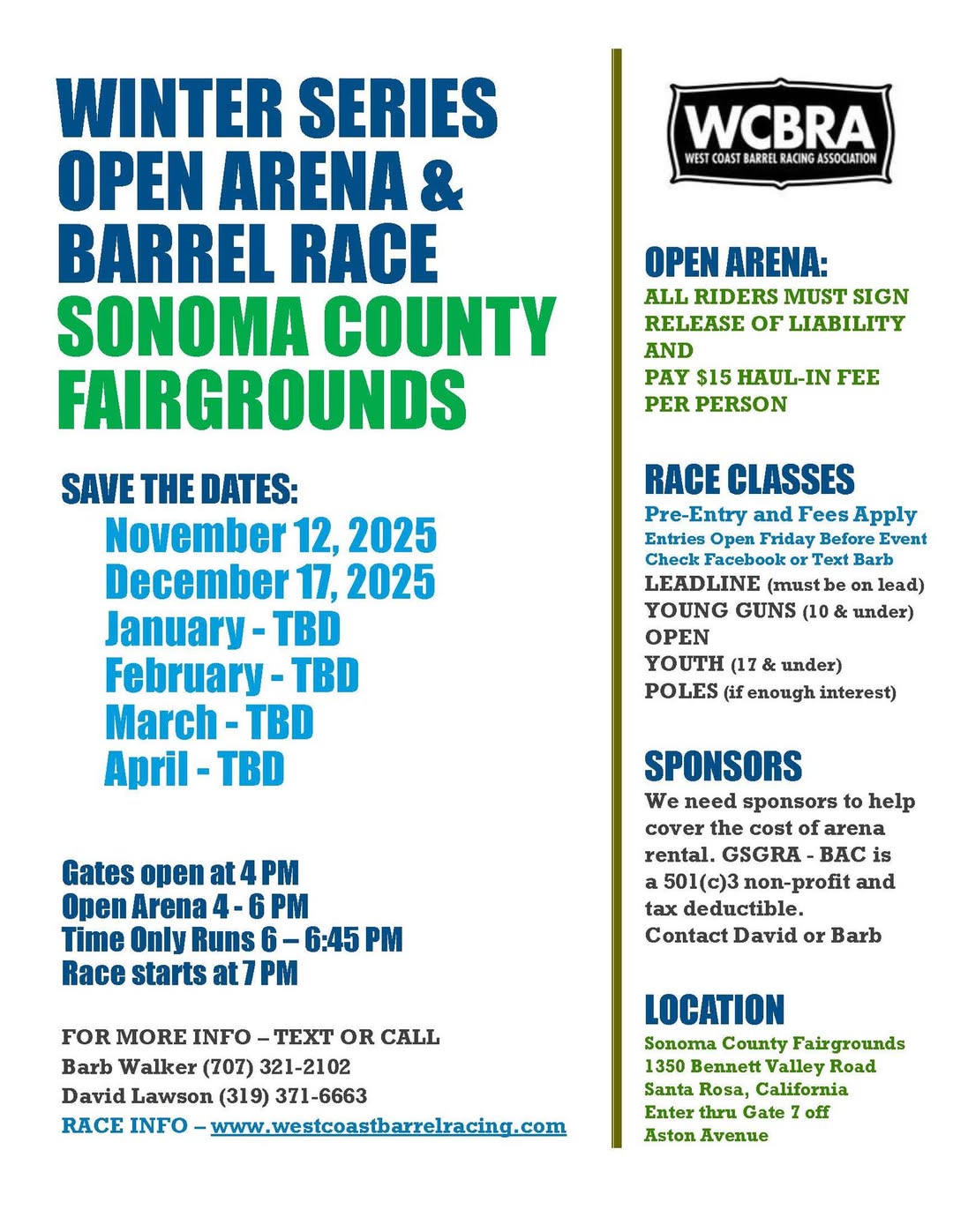 Flyer 1 for Santa Rosa Winter Barrel Race