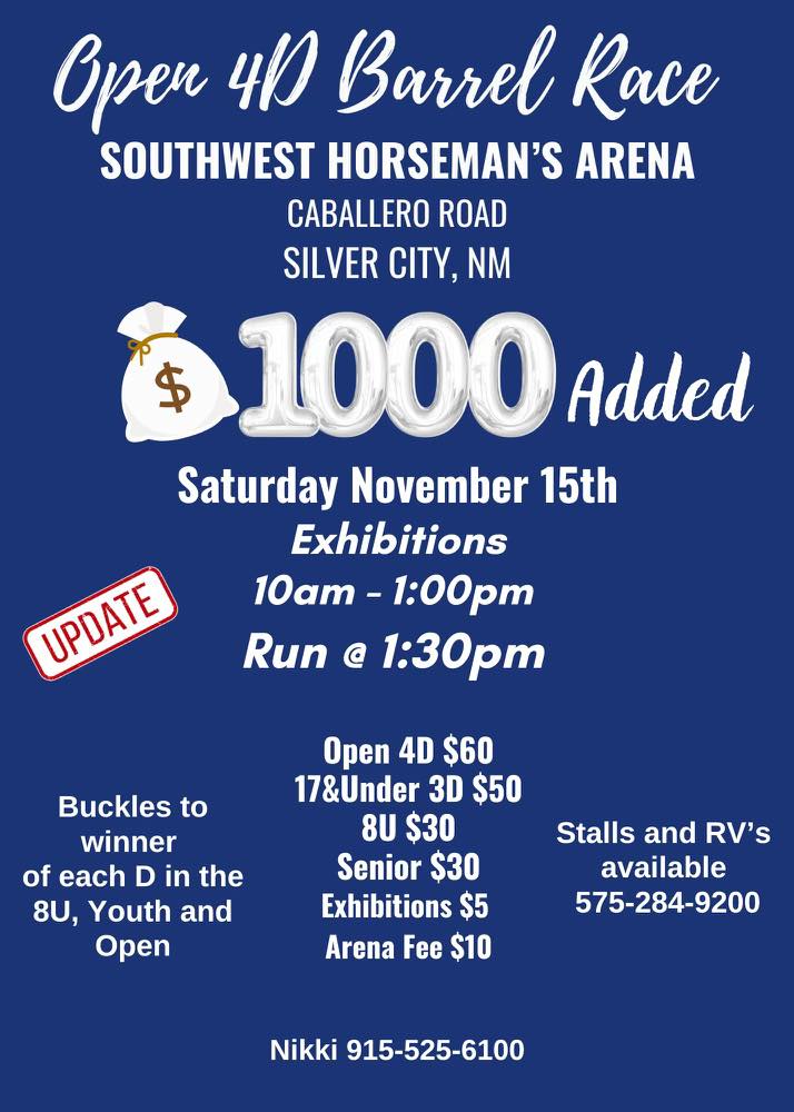 Flyer 1 for Open 4D Barrel Race