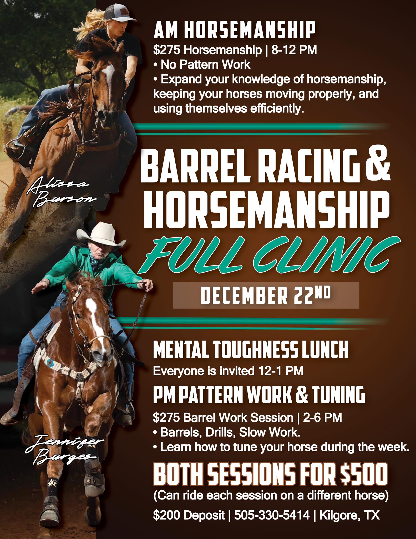 Flyer 1 for AM Horsemanship Barrel Racing & Horsemanship Full Clinic