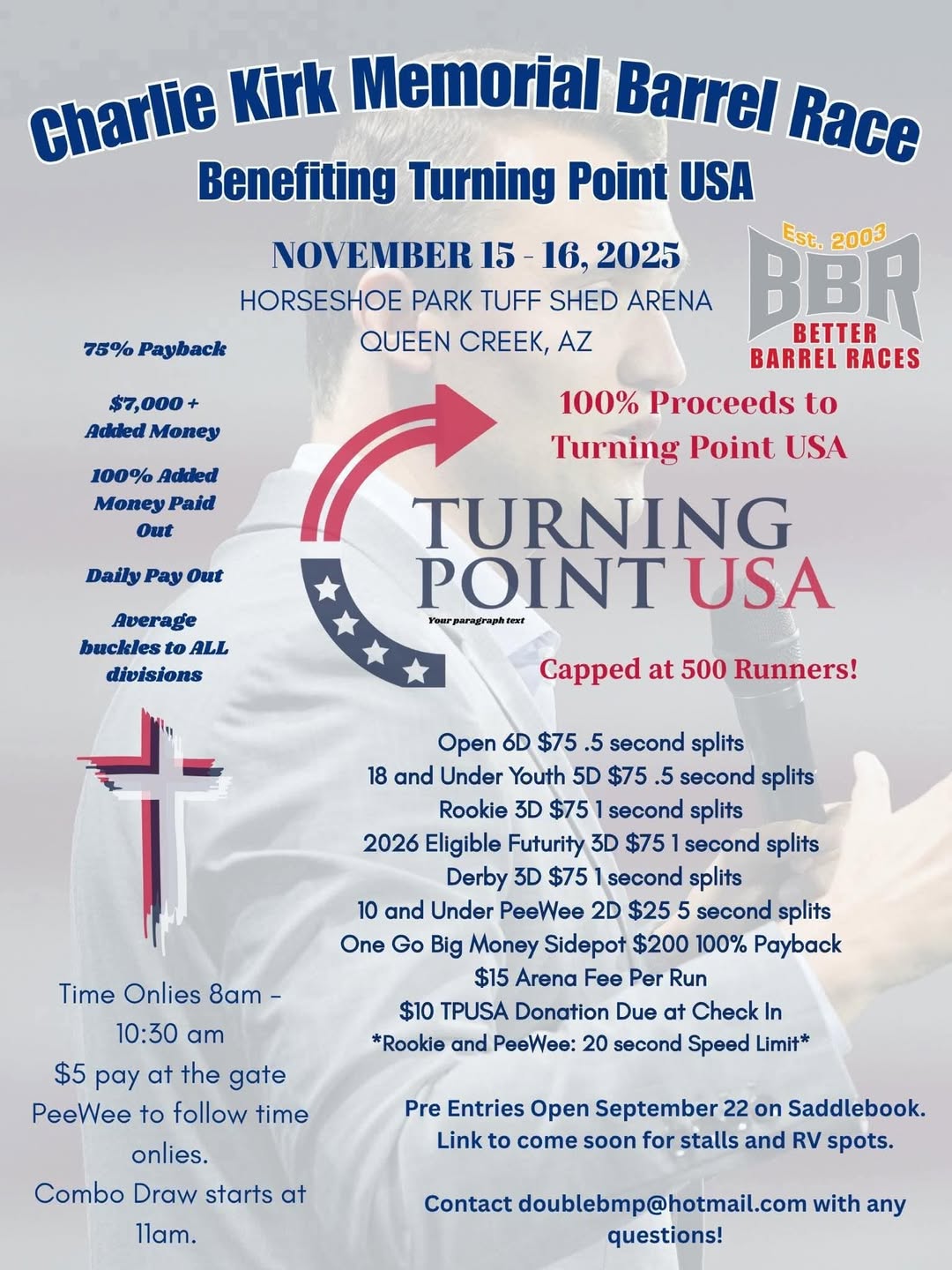 Flyer 1 for Charlie Kirk Memorial Barrel Race