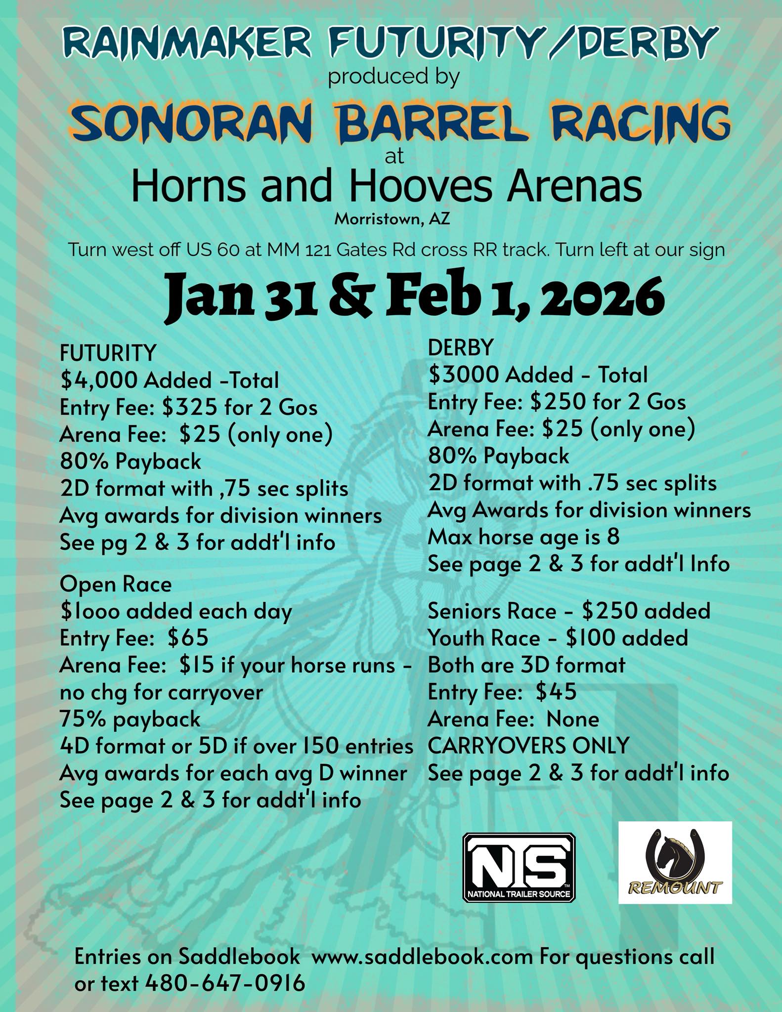 Flyer 1 for Rainmaker Futurity n Derby and The Sonoran Cup