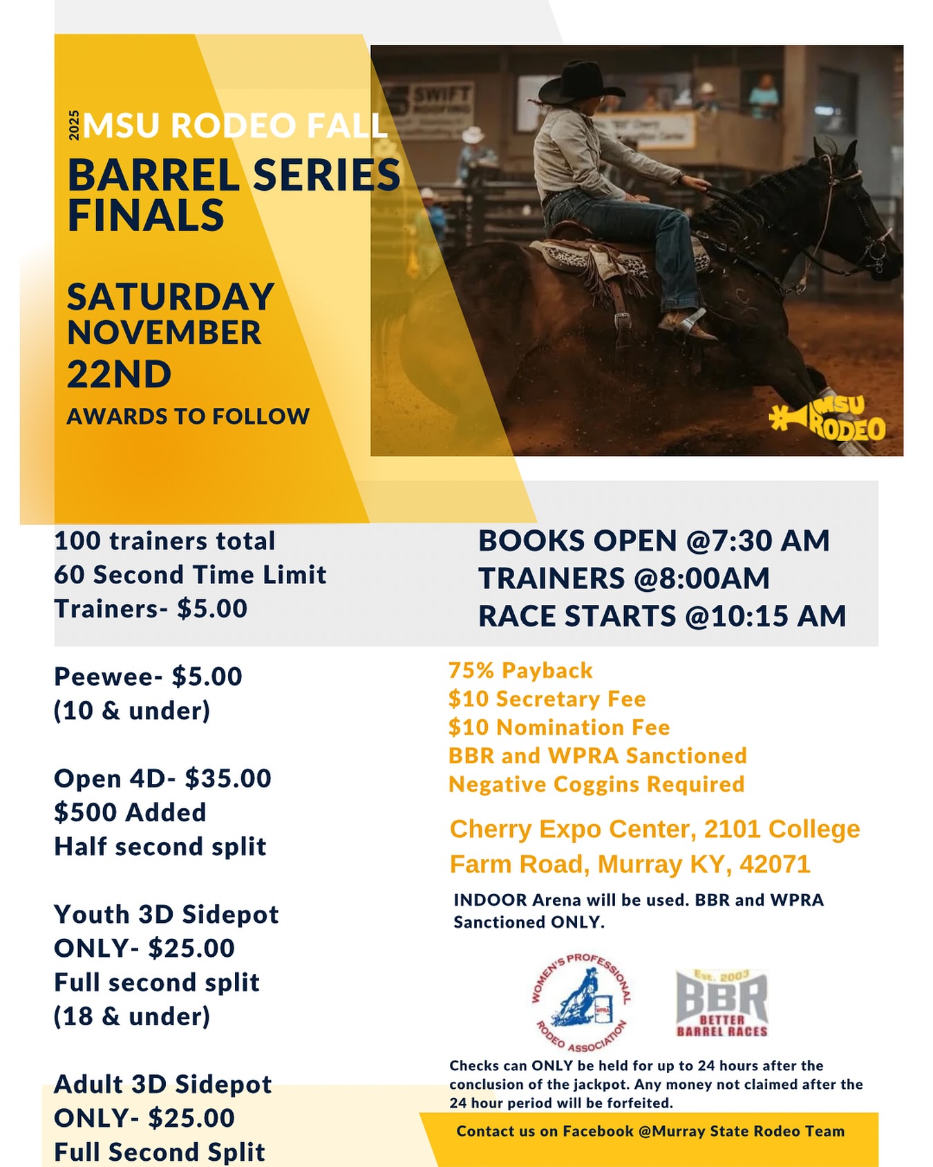 Flyer 1 for MSU Rodeo Fall Barrel Series