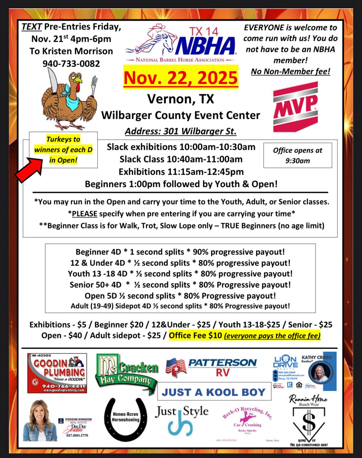 Flyer 1 for TX 14 NBHA Turkey Giveaway Jackpot